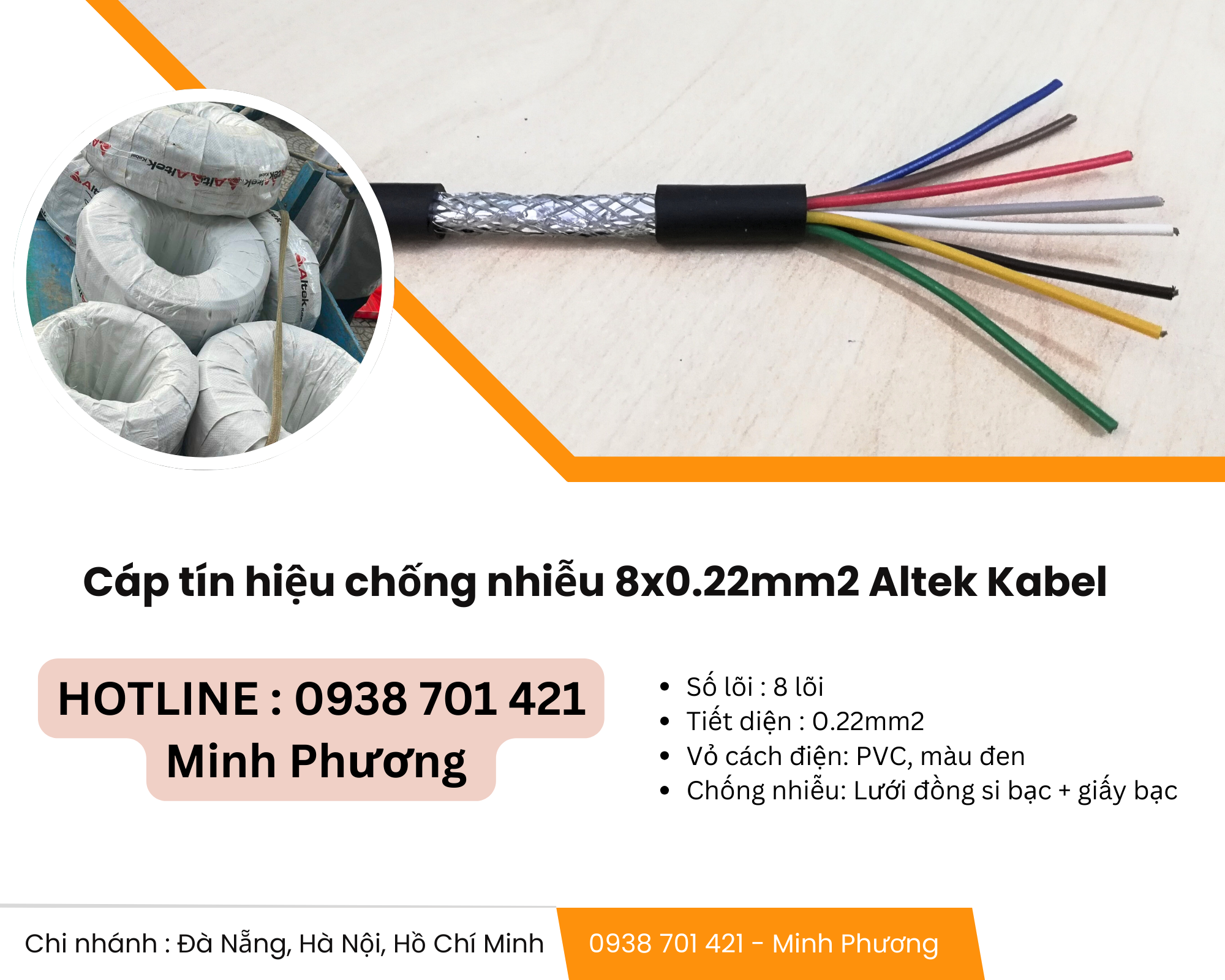 Cáp tín hiệu chống nhiễu 8x0.22mm2 Altek Kabel giao ngay Đà Nẵng, Hà Tĩnh, Thanh